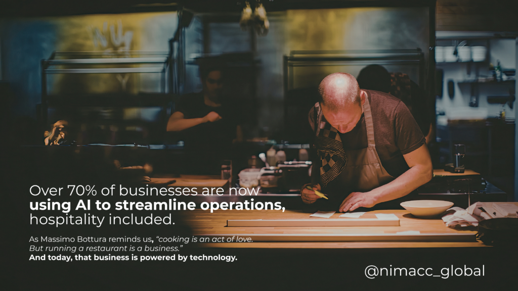 Professional chef working in a modern restaurant kitchen, highlighting the balance between culinary creativity and business operations