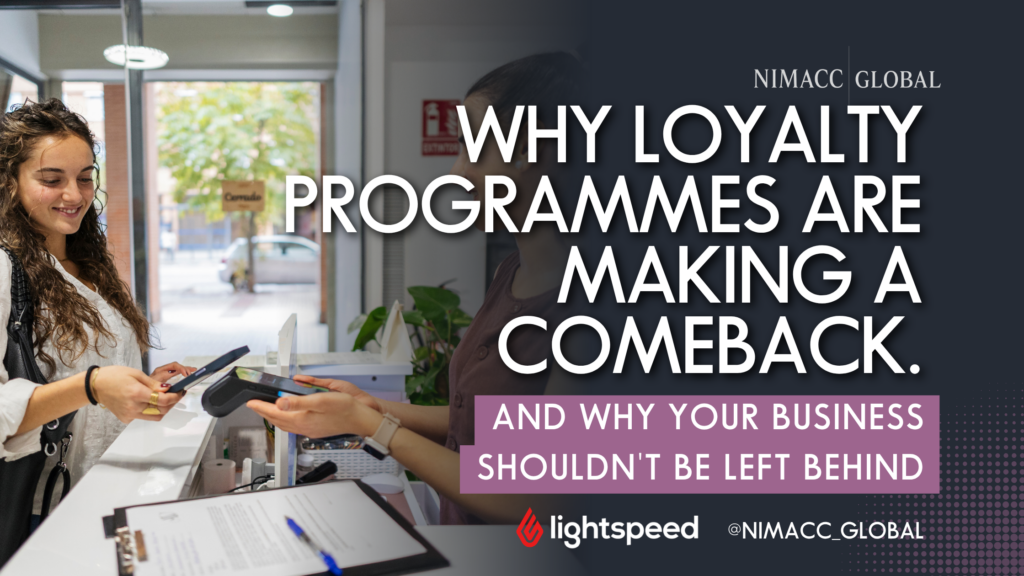Customer paying at a retail point of sale while using a loyalty programme powered by Lightspeed POS and implemented by Nimacc Global.